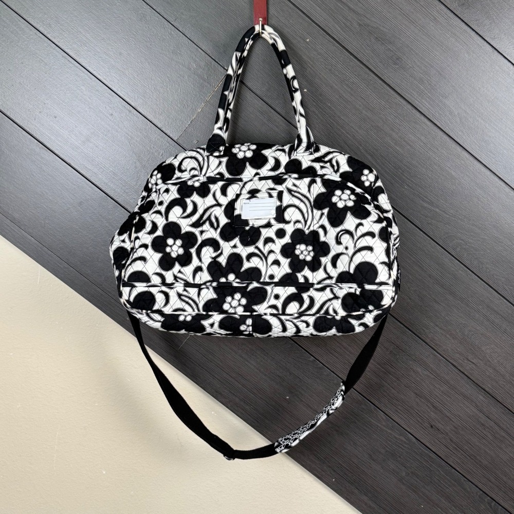 Vera Bradley Black White Floral Weekender Travel Duffel Bag Carry On Large
